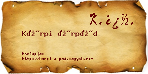 Kárpi Árpád névjegykártya